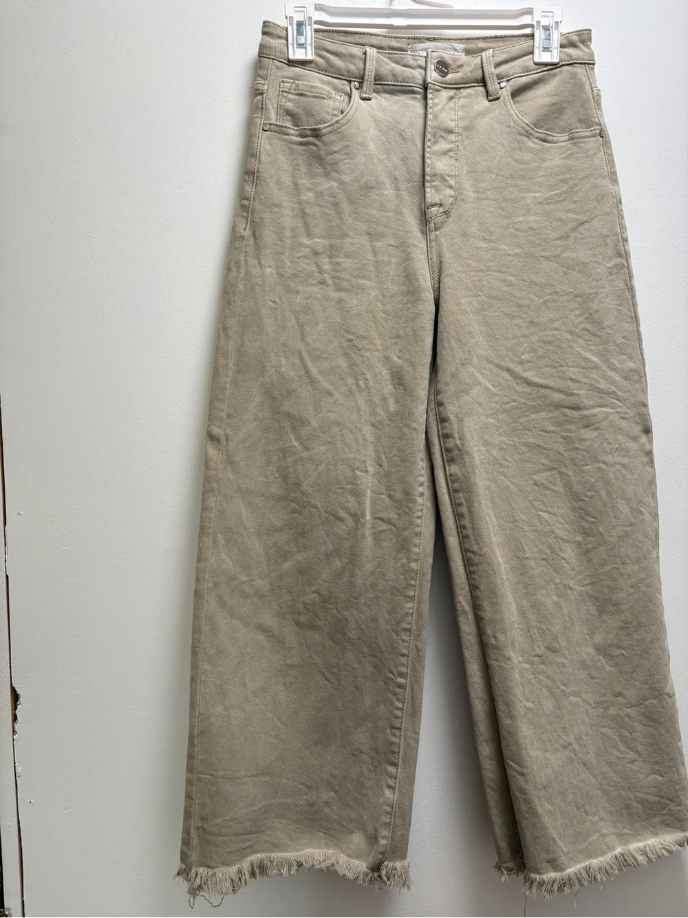 Risen Jeans - Wide- Barrel Leg Frayed Hem Pants | 5/27 | comfort